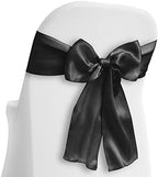 Lann's Linens - 100 Elegant Satin Wedding/Party Chair Cover Sashes/Bows - Ribbon Tie Back Sash - Black by LannsLinens