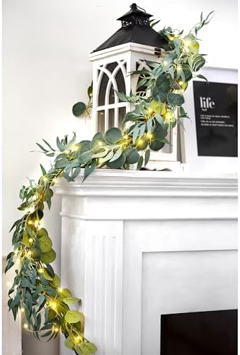 FiveSeasonStuff Rustic Willow and Eucalyptus Garlands – Lifelike Greenery with USB-Powered 100 LED String Lights – Perfect for Weddings, Home Decor, Events, and Seasonal Decorations - Image 2