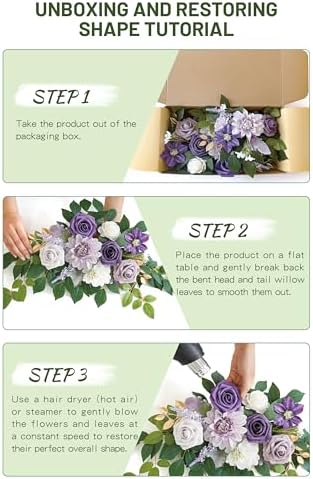 Wedding Decor Pack of 2 Welcome Sign Flower Backdrop Garland for Ceremony Reception Wall Easel Home Decoration Entryway Faux Outdoor Board Head Table Decor Lilac & Cream - Image 6