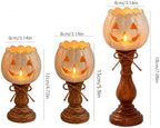 Rustic White Pumpkin Candle Holder Set Fall Decor for Thanksgiving Party - Image 7