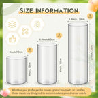 Nuogo 24 Pcs Plastic Cylinder Vases for Centerpieces 4''/6''/8'' Modern - Image 2