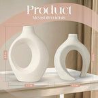 Donut Vase Set of 2, Beige Ceramic Boho Pampas Grass Entryway Decor - Image 7