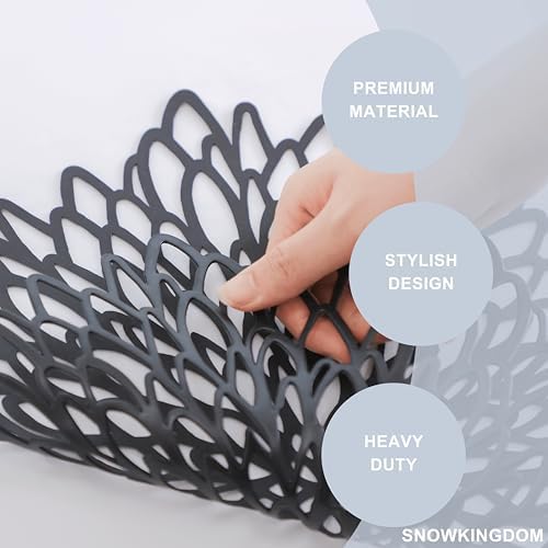 Snowkingdom Pack of 18 Black Placemats Washable Pressed Vinyl Laser Cut Dining Table Mats Round Floral Charger Decoration for Christmas Halloween Thanksgiving Wedding - Image 5
