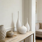 White Ceramic Vase Set of 3, Modern Boho Vases for Centerpiece Decor, Matte Minimalist Decorative White Vases Home Decor, for Living Room, Bookshelf, and Entryway Table Decor - Image 5