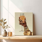Black Woman Cocktail Canvas Wall Art Fashion Girl Martini Hand Painting Decor Pictures African American Goblet Bar Cart Posters Prints for Apartment Dining Living Room Bedroom Home Decoration - Image 4