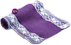 VDS Pack of 20, Burlap Table Runner with White Lace Edge, 100% Natural Jute Rustic Hessian Table Cloth Centerpiece for Wedding Birthday Party Banquet Table Decoration (Size 12X108 Inch)(Lavender) - Image 3