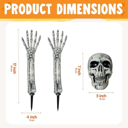 JOYIN 3 Pcs Halloween Skeleton Decorations Outdoor, Realistic Looking Skeleton Yard Stakes, Groundbreaker Skull Decor for Graveyard Yard Lawn Garden Party Supplies - Image 4
