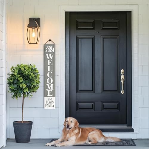 Personalized Welcome Sign for Front Door, Custom Welcome Sign for Porch Outdoor Welcome Home Decorations, 48"x8" PVC Sign (Design 19) - Image 7