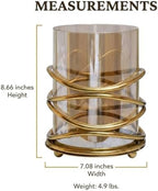 Decozen Candle Holder with Glass and Decorative Metal in Swirl Design for Home Decor Console Table Centerpiece Garden Dining Living Room Bedroom Office Farmhouse Events Wedding Decorations - Image 3