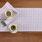 Solino Home 100% Pure Linen Table Runner Lilac, Gingham Check 14 x 120 in - Image 3