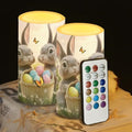 Flameless Candles LED Easter Rabbit Decorative Candles Battery Operated Ornage Flickering Candles with 18-Key Remote Timer Pillar for Home Living Room Party Table Decorations by WelcometoLuarisgur
