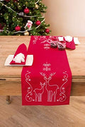Vervcao Stamped Christmas Table Runner Embroidery Kit Deer Guests DIY Home Decor Table Decoration Kit Art and Craft Supply DIY Creative Activities for Adults 12" x 42" Gift for Crafters by VervacoCrossStitchandCraftSets