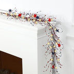 4th of July Garland with 30 Fairy Lights 4.5ft Long Patriotic Red White and Blue Star Berry Garland Ornament USA Independence Day Flag for 250th Anniversary Decor by Yuxung