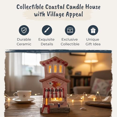 Blue Sky Ceramics Coral Cove Fish Chips Candle House, Multi (19207) - Image 4
