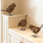 Rattan Bird Statues - 3pc Farmhouse Wicker Home Decor Figurines - Image 2