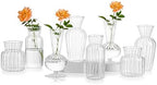 Mini Glass Vases for Centerpieces - Hewory Clear Small Bud Vases in Bulk, Cute Flower Vases Set for Wedding, Home Decoration, Table Decor (Clear, 8) by Hewory