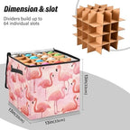 Colorful Flamingos on Pink Christmas Ornament Storage,Stores up to 64 Holiday Ornament,Adjustable Dividers,Zippered Top,Two Handles Attractive Storage Box Keeps Decorations Clean - Image 2