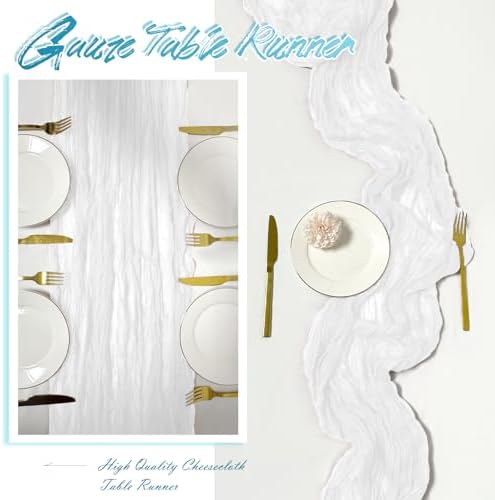 15 Pack White Cheesecloth Table Runner 17 x 108 inch Cheese Cloth Table Runners 9ft White Table Runner Rustic Romantic Sheer Gauze Runner for Wedding Party Baby Shower Table Decoration - Image 6
