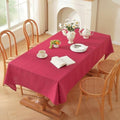 Zobesta Linen Table Cloth Rectangle Table 86x53 Inch Red Tablecloth by ZOBESTATABLECLOTH
