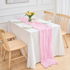 16 Pack Pink Cheesecloth Table Runner 21.5 x 120 Inches Boho Gauze Table Runners 10FT Long Cheese Cloth Table Runner for Bridal Shower Baby Shower Birthday Party Wedding Decor - Image 2