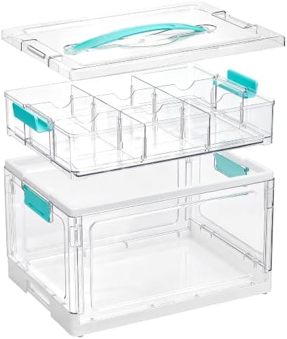 Vtopmart 32 QT Clear Craft Organizer with Removable Divider Tray, 1 Pack by Vtopmart