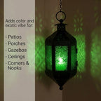 Vela Lanterns Hanging Moroccan Lamp - Exotic Decorative Patio & Porch Decor, Indoor Outdoor Tea Light Candle Lantern Holder with Chain (11" Medium, Assorted Colors, 6-Pack) - Image 5