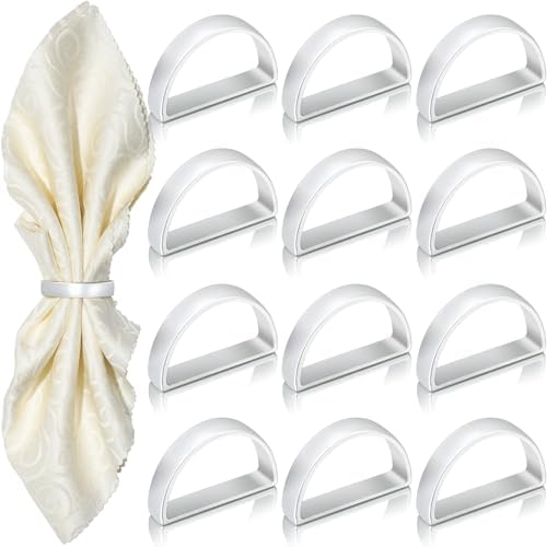 KPOSIYA Metal Silver Napkin Rings Set of 96 for Fall Thanksgiving Christmas by KPOSIYA