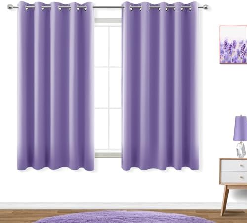 KOUFALL Lavender Purple Curtains for Bathroom Small Window 2 Panels Blackout Short Curtains for Bedroom Kids Girls Room 60x45 Inch Length Orchid Periwinkle by KOUFALL