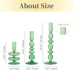 Hewory Green Taper Candle Holders Set, 3 PCS Glass Candlestick Holders - Image 5