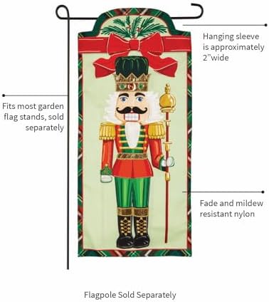 28 x 12.5 | Traditional Merry Christmas Everlasting Impressions Textile Décor Garden Flag (Nutcracker) - Image 5