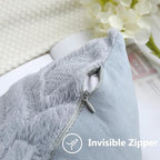 decorUhome Faux Fur Plush Soft Blue Grey Throw Pillow Covers 26x26 Set of 2 - Image 3