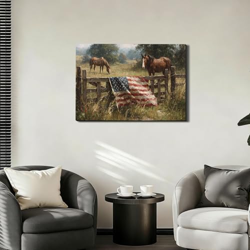 ZERILYN Ship Next Day – Patriotic Canvas Wall Art, American Flag Pictures, Farmhouse Canvas Prints, Rustic Wall Decor, Americana Living Room Artwork, Large Canvas Prints, Made in USA - Image 7
