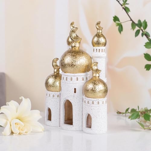 Mubarak Mosque Castle Sculpture, White and Gold, 10.24x7.09x3.54 - Image 7