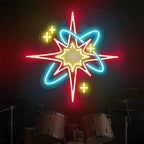 Red Starburst Neon Sign for Bedroom Music Room, Mid Century Modern Decor by mllusxg
