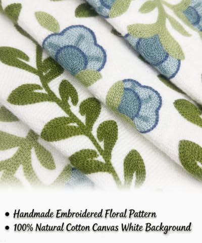 Alysheer Embroidered Decorative Throw Pillow Cover 18"x 18" Set of 2, Blue - Image 4