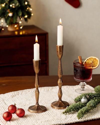 Gold Cast Iron Taper Candle Holders Antique Decorative Candlestick Holder - Image 3