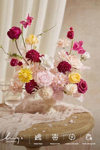 Ling's moment Fake Flowers Box, Faux Artificial Greenery Stems Foam Dahlia Gardenia Roses Silk Hydrangea Ranunculus Fabic Flower for Centerpieces Bouquet Wedding Vase, Hot Pink & Blush, Deluxe Combo - Image 2