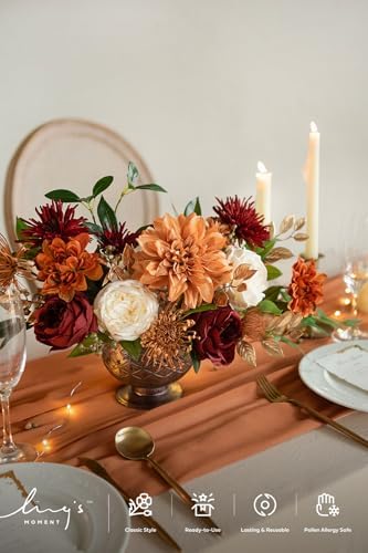 Ling's moment Artificial Wedding Fall Flowers Grand Combo, Terracotta - Image 2