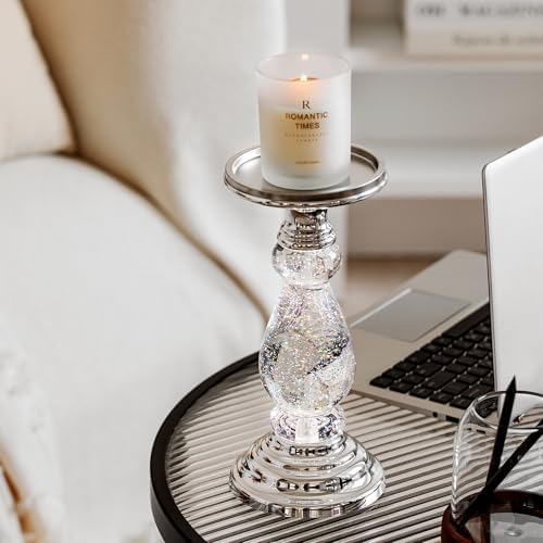 Candlestick Holders Music Water Lantern Candle Holder Home Decor for Fireplace Mantel Table Centerpieces Wedding Decor Dinner Party Festive Christmas Housewarming Gift (Silvery) - Image 3