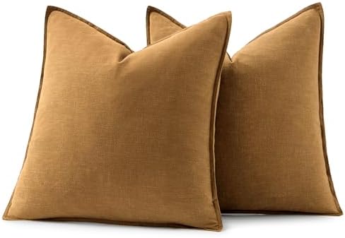 MIULEE Decorative Linen Euro Sham Pillow Covers 24x24 Hazel - Image 6