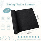 Black Burlap Table Runners 2 Pack 13x84 inch Jute Table Linens - Image 5