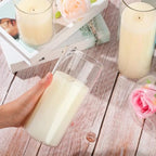 72 Pcs Pillar Candles and Glass, 3.4'' X 4.7", 7", 9.8", Ivory White - Image 5