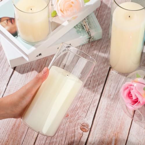 72 Pcs Pillar Candles and Glass, 3.4'' X 4.7", 7", 9.8", Ivory White - Image 5