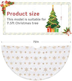 COOLWUFAN 72 Inches Faux Fur Christmas Tree Skirt, Gold Sequin Snowflake - Image 5