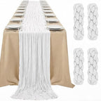 LemonRoad 4 Pcs 20ft Cheesecloth Table Runners Boho Gauze, Ivory by Unknown
