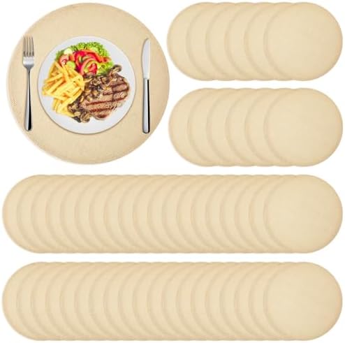 Yunlly Set of 48 Burlap Placemats Bulk 11.8 in Round Woven Placemat, Beige by Yunlly