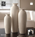 Hosley Set of 3 Crackle Ivory Ceramic Vases. Ideal Gift for Floral Arrangements Wedding or Special Occasions for Use in Home Office Decor Spa Aromatherapy Settings - Image 4