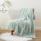 Battilo Sage Green Faux Fur Throw Blanket for Couch, 50"x60", Double Side - Image 4