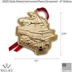 Wallace Gold-Plated Piano Ornament 2025-4th Edition Annual Collectible Holiday Ornament for Music Lovers, Handcrafted in USA, Comes with Gift Box, Ribbon and Velvet Pouch - Image 2