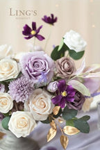 Ling's moment Purple Artificial Wedding Flowers Grand Combo, Lilac & Cream - Image 3